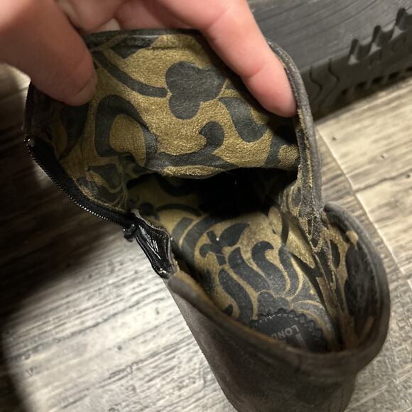 Fly London 39 Size 8 8.5 US Graphite Gray Yip Zip Leather Wedge Ankle Boots - Picture 7 of 11